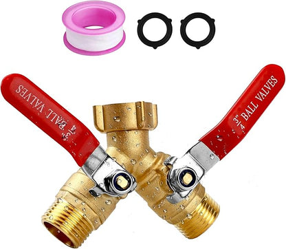 Heavy-Duty Dual-Port Garden Hose Splitter, 304 Stainless Steel Long-Handle Outdoor Full-Flow Hose Manifold, Y-Style Valve with 3/4-Inch GHT Threads