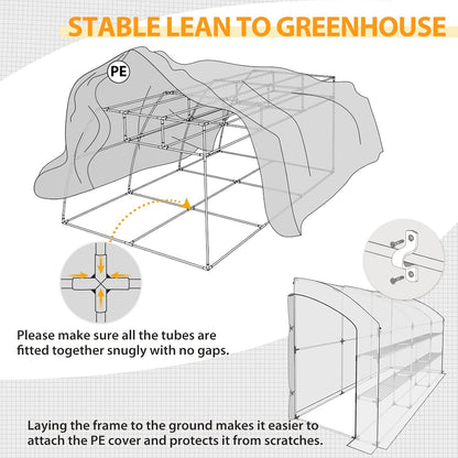 EAGLE PEAK 3 Tier Lean to Portable Greenhouse, Heavy-Duty Indoor & Outdoor Garden with Wire Shelves, 2 Roll-Up Zipper Doors, Easy Assembly, 120"x60"x84" Clear/White PE Cover
