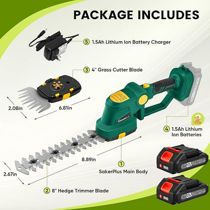 Rechargeable 2-in-1 Hedge and Grass Trimmer, 22V Lightweight Cordless Shrub Cutter with Adjustable Head, Battery and Charger Included – Ideal for Lawn and Garden Work