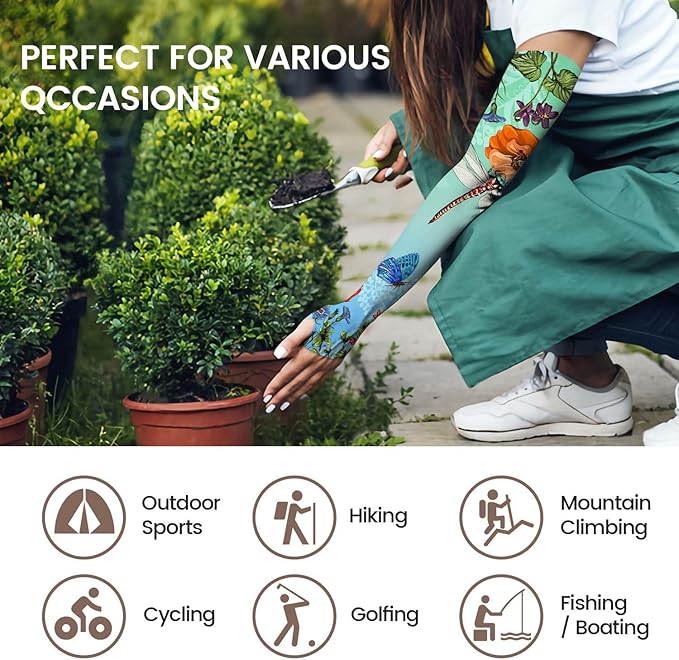 Gardening Sleeves Farm Sun Protection Arm Cooling Sleeves Thorn Proof Garden for Women Men with Thumb Hole