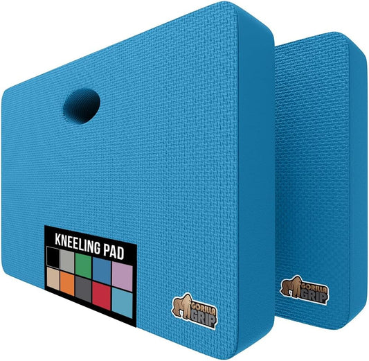 GORILLA GRIP Extra Thick Patent Pending Garden Kneeling Pad, 17.5 x 11 Inch Supportive Soft Foam Knee Cushioning for Gardening, Water Resistant, Bathing Baby, Working Supplies, Lightweight 2 Pack Blue