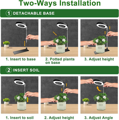 Grow Lights for Indoor Plants, Full Spectrum Plant Lights for Indoor Growing, Height Adjustable Halo Grow Light with Base, 3 Optional Spectrums, Auto Timer 3/9/12Hrs, 10 Brightness, 5 Pack