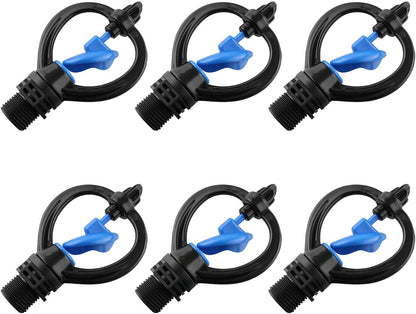 6pcs 3/4" External Wire Impeller Butterfly Nozzle 360 Degree Automatic Rotation Sprinkler Irrigation Garden Water Misting Sprinkler Nozzle Watering Drippers Sprinklers