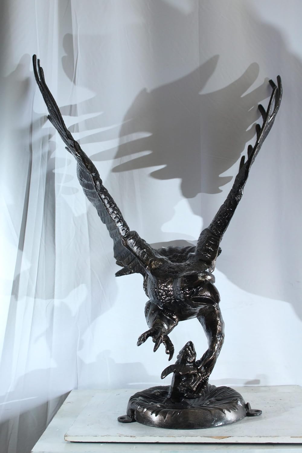 NIFAO Large Aluminum Eagle Statue with Wings Spread in Flight – Bronze-Style Wildlife Décor for Home & Garden – 40" x 35" x 51"H