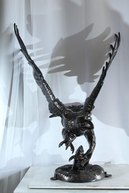 NIFAO Large Aluminum Eagle Statue with Wings Spread in Flight – Bronze-Style Wildlife Décor for Home & Garden – 40" x 35" x 51"H