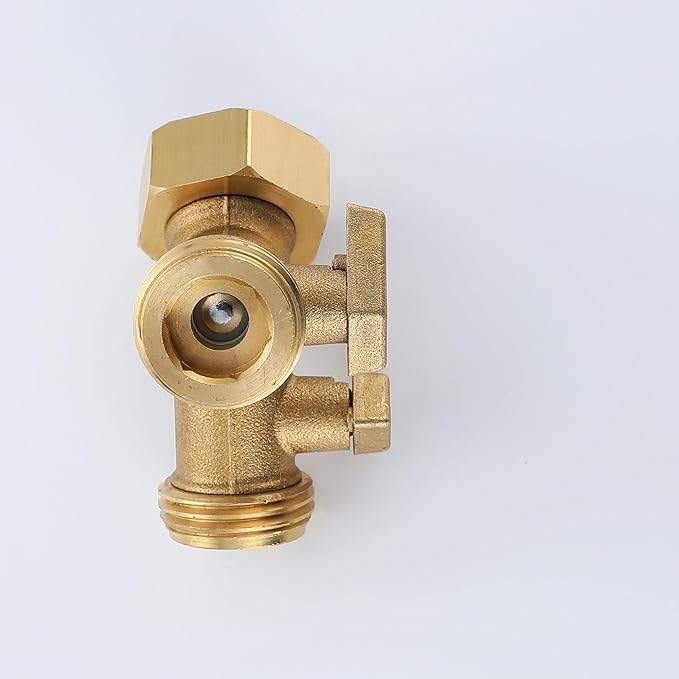 Bropury Hose Splitter 2 Way Heavy Duty with Thickened and optimized, Brass Hose Splitter 2 Way 3/4", Hose Spigot Adapter 2 Valves with 3 Extra Rubber Washers and on/off Wrench(2 way)