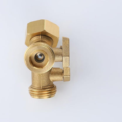 Bropury Hose Splitter 2 Way Heavy Duty with Thickened and optimized, Brass Hose Splitter 2 Way 3/4", Hose Spigot Adapter 2 Valves with 3 Extra Rubber Washers and on/off Wrench(2 way)