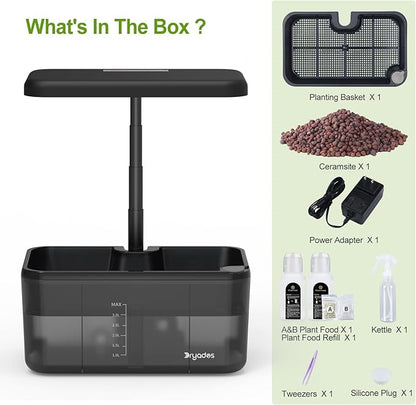 Indoor Herb Garden Kit, Hydroponic Growing System with LED Grow Light Quiet Water Pump for Home Kitchen Office Healthy Fresh Herbs Vegetables, Gift Ideas for Women Men