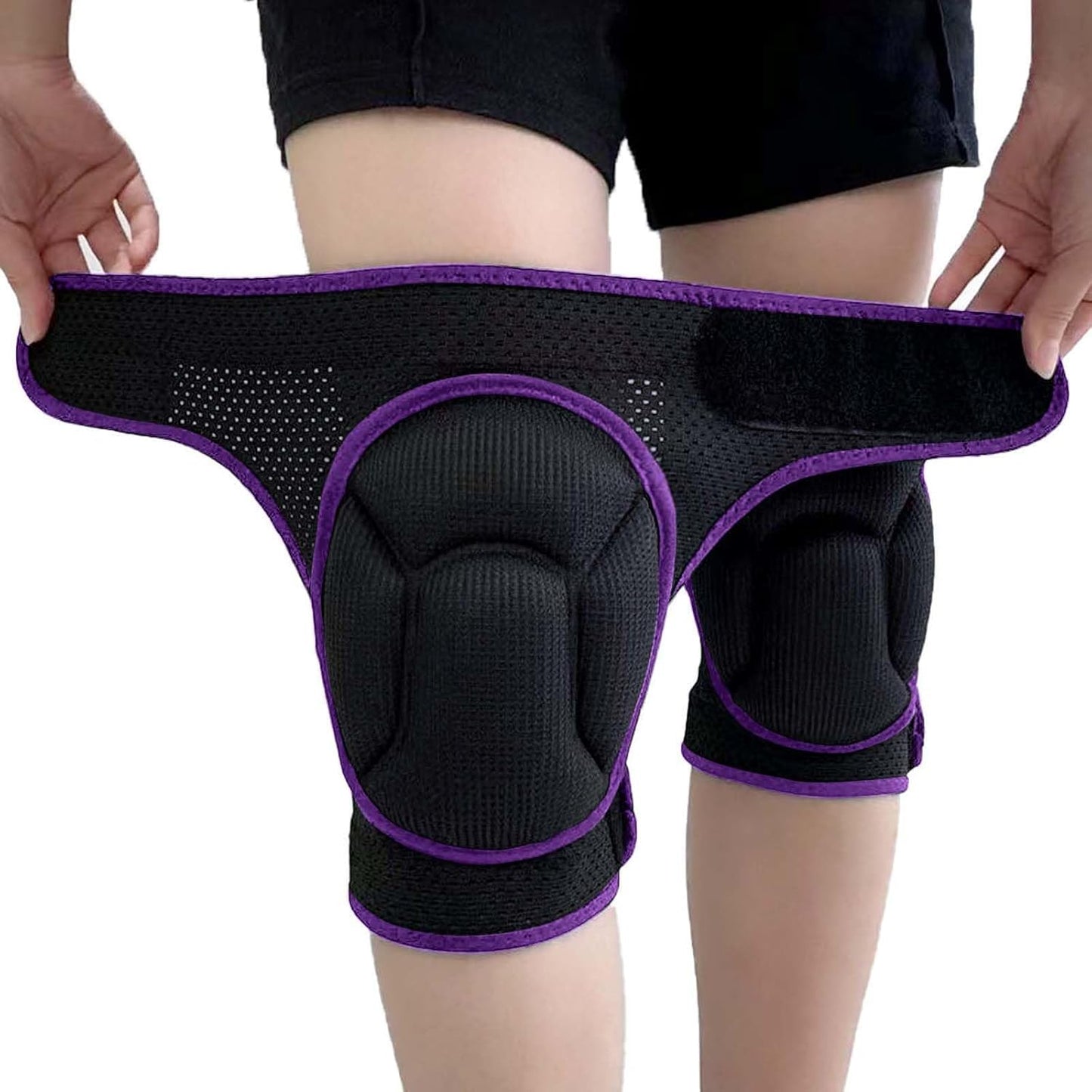 Gardening Knee Pads for Women, Mens Kneeling Pad for House Cleaning Floor Washing Work, Comfortable Knee Protector for Cleaner Gardener, Adjustable Soft Knee Pad for Kneeling on Hard Floor, Purple L (1 pair)