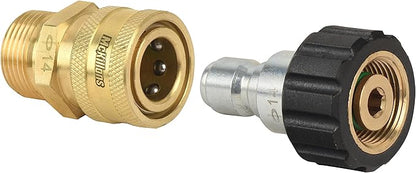 McKillans® Pressure Washer Quick Connect Kit, M22-14mm to 3/8" Male Female Quick Disconnect Kit for Power Washer (Brass)