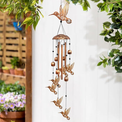Hummingbird Wind Chimes for Outside, Metal Windchimes Outdoors Hummingbird Gifts for Women Memorial Sympathy Wind Chimes for Patio Garden Yard