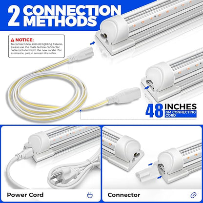 Barrina LED Grow Lights, Full Spectrum, 180W(6 x 30W, 1000W Equivalent), 3ft Grow Light Strips, T8 Grow Light Bulbs, Plant Lights for Indoor Plants, Greenhouse, Pinkish White, Linkable Design, 6-Pack