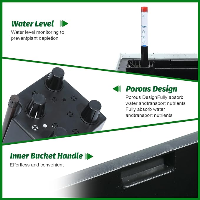 GarveeLife 22.5" Tall Planters Set of 2, Outdoor&Indoor Black Planter Pots, High Front Porch Planter Pots With Drainage Holes&Water Level Monitor&Inner Bucket, Automatic Watering, White and Black Dots