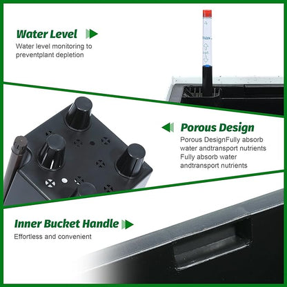 GarveeLife 22.5" Tall Planters Set of 2, Outdoor&Indoor Black Planter Pots, High Front Porch Planter Pots With Drainage Holes&Water Level Monitor&Inner Bucket, Automatic Watering, White and Black Dots