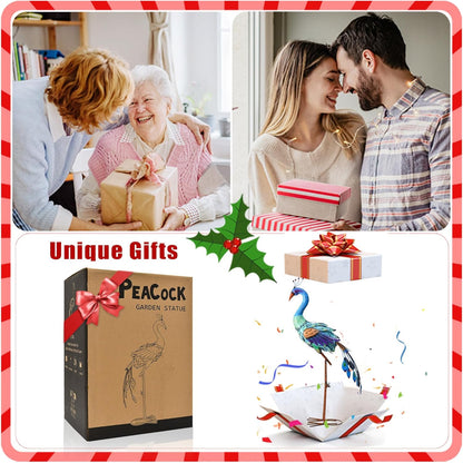 Nacome Metal Peacock Statues for Garden Decor: Outdoor Sculptures Clearance Lawn Ornaments for Patio Balcony Front Backyard - Unique Gifts for Grandma Mom