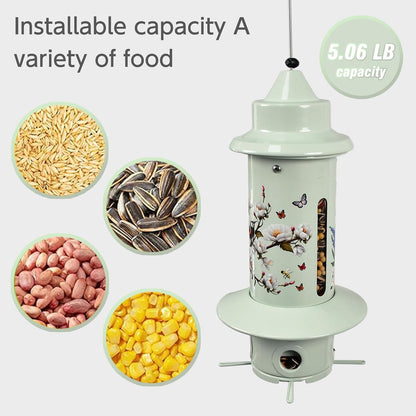 Squirrel Proof Bird Feeders, Long Lasting Bird Feeder for Outdoors, Reliable and Rust Resistant Metal Station for Prevents Squirrels from Stealing Food,5LB Large Capacity,Green