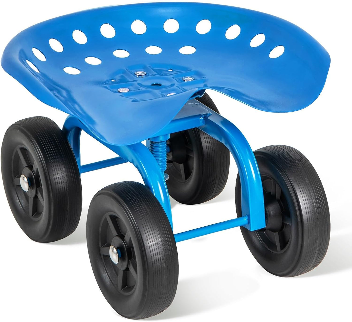 LDAILY Garden Seat with Wheels, Heavy-Duty Utility Stool Cart with Adjustable 11"-16" Height & 360° Rotatable, Rolling Garden Cart with Seat for Lawn Planting, Yard Work, Patio Gardening (Blue)