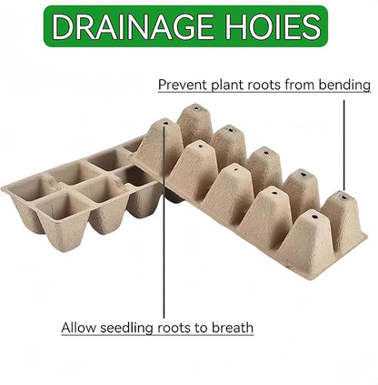 580 Cells Peat Pots Seed Starter Tray 58 Packs Biodegradable Seedling Pots Germination Trays Peat Pot for Seedling Organic Seed Starting Trays kit with 58 Labels 2 Transplant Tools