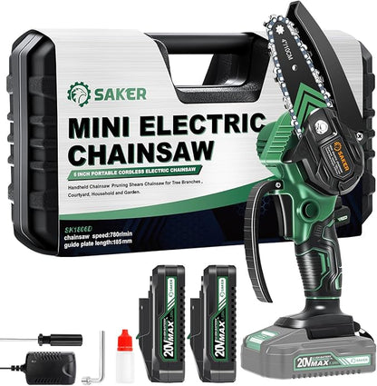 Saker Mini Chainsaw,2025 New Upgrade Electric Chainsaws,Portable Chain Saw Cordless Battery Powered,Small Handheld Chain Saws Pruning Shears Saw for Wood Tree Branches,Courtyard and Garden