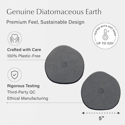 Dorai Stone Plant Pot Saucer – 2 Small Diatomite Water-Catching Trays for Indoor Plants