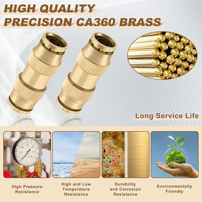 3/8" Quick Push to Connect Fittings Brass Union Straight Joint DOT Approved 3/8 inch tube OD Air Line Adapter Air Spring Suspension Kit for Car Truck Trailers and Air Brake System 5pcs