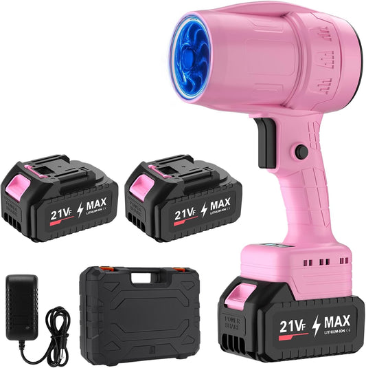 Handheld Electric Cordless Leaf Blower – 500,000RPM Mini Turbo Jet Blower with 2×4.0Ah Batteries & Charger, Lightweight for Patio, Lawn, Garage Cleaning (Pink)