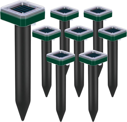 Mole Repellent Solar Powered for Lawns Snake Repellent for Yard Gopher Trap Groundhog Vole Repellent Ultrasonic Spike Outdoor Waterproof Sonic Chipmunk Rodent Burrowing Animals Deterrent Stake (4)