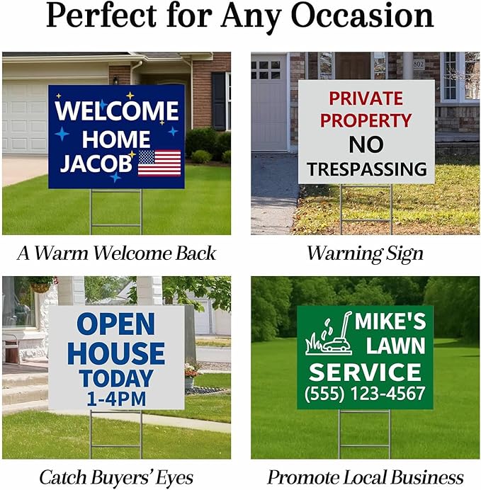 Custom Yard Sign with Stake – 18x24 Personalized Outdoor Sign for Events, Business and Birthdays – Durable 4mm Weatherproof Corrugated Plastic