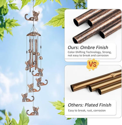 Cat Wind Chimes for Outside,Gardening Gifts for cat Lover，Women，Men，Mom，Birthday Party Decorations,Memorial Gifts,Wind Chimes Outdoors，Indoors,Room,Home,Wall,Garden,Patio,Yard Decor