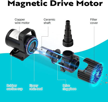 VIVOHOME 120W 2700GPH Submersible Water Pump with 180° Seamless Adjustable Nozzle and Barrier Bag for Koi Pond Waterfall Fountains Fish Tank