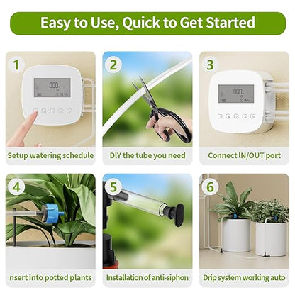 Automatic Drip Irrigation System, Plant Watering Devices with Timer, Plant Watering Devices for 20 Potted Plants, Indoor Outdoor Garden, Raised Beds, Greenhouse& Compatible with Alexa