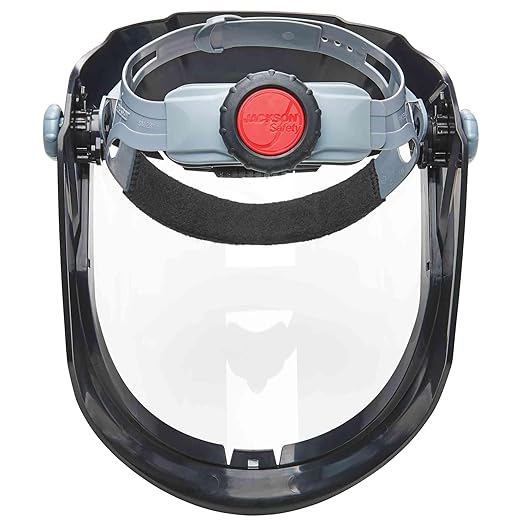 Jackson Safety Lightweight MAXVIEW Premium Face Shield - Mask with 370 Speed Dial Ratcheting Headgear, ANSI Z87.1, for Work, Grinding, Cutting - Uncoated - Clear Tint