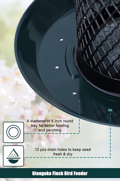 Gtongoko Bird Feeder for Outside, Metal Mesh Tube Bird Feeders 2.5 lbs for Sunflower Seeds or Mealworm, Large Capacity, Green, 1 Pack