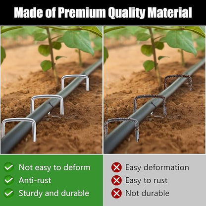 FEED GARDEN 4 Inch 100 Pack Hot-dip Galvanized Landscape Staples 11 Gauge Anti-Rust Garden Stakes Landscaping Fabric SOD Pins Yard Stakes for Weed Barrier Fabric