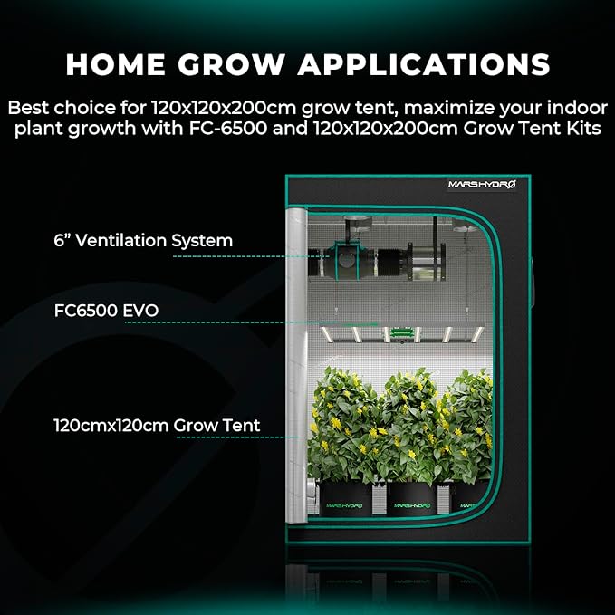 MARS HYDRO FC6500 730W Samsung LM301H EVO LED Grow Light 5x5, 1530Pcs Diodes with Smart Control Function, 730W Full Spectrum Foldable Dimmable Daisy Chain Grow Lights Bar for Indoor Growing