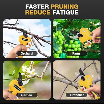 Electric Pruning Shears, Lopper 1.5-2In(50mm),2 * 2000mAh 21V Battery, Professional Cordless Pruning Shears with LCD Display 1000W Brushless Motor Perfect for Tree Trimming Gardening, Garden Orchard