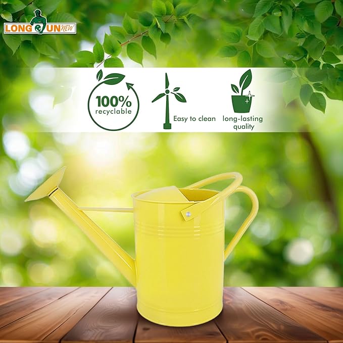 Galvanized Iron Watering Can for Indoor Plants, DIY Watering Cans for House Plant Garden Flower, Long Spout Water Can for Outdoor Watering Plants 7.57L 2 Gallon (Beige)