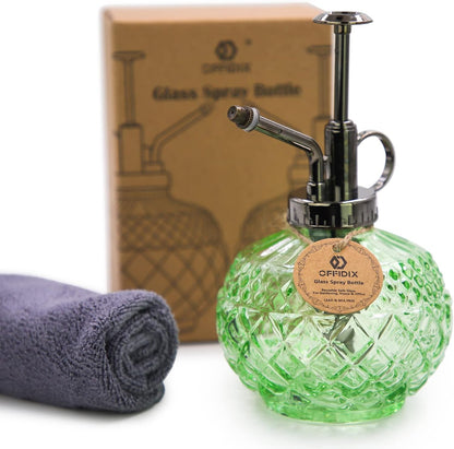 OFFIDIX Plant Mister, Mister Spray Bottle for Plants,Glass Spray Bottles with Plastic Bronze Plastic Top Pump,300ML Small Watering Can for Gardening, Cleaning (Light Green)