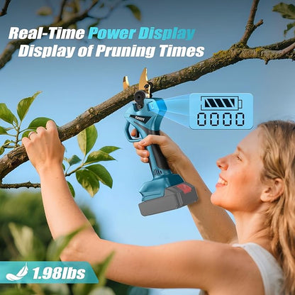Cordless Electric Pruning Shears for Makita 18V Battery, 2.4" Cutting Brushless Electric Pruner, Tree Branch Cutter for Tree & Flower Trimming w/LED Display, 2 Levels Adjustable (Bare Tool)