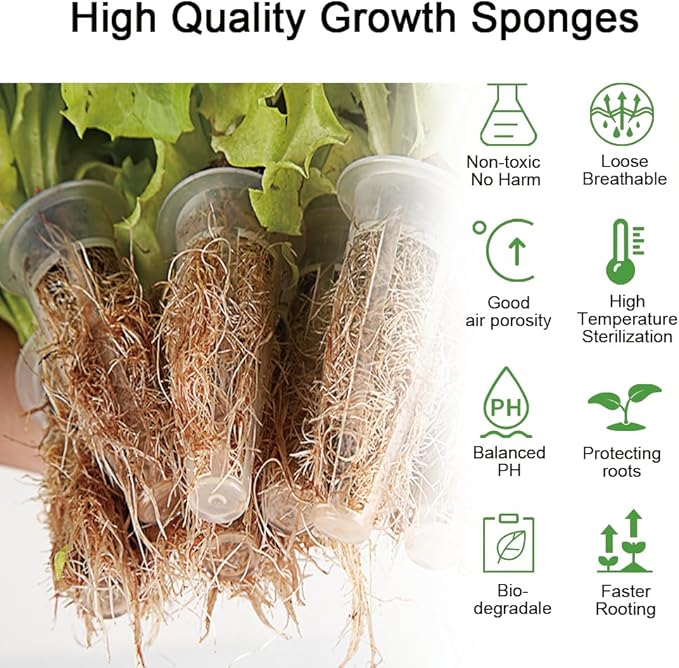 50 Pack Hydroponic Grow Sponges Seed Pods Replacement, Growing System Plant for Seed Plugs Garden Cube Sponges Replacement,Compatible with Aerogarden & Most Hydroponic System,1pc Tweezer