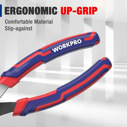 WORKPRO 6” Slip Joint Pliers Tool, Large Soft Grip,Rust Prevention Finish, 3-Zone Serrated Jaw Forged from High Carbon Steel for Maximum Grip