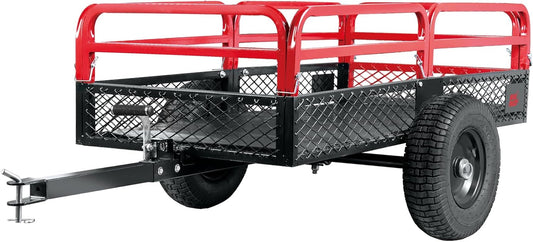 BIG RED Heavy Duty ATV Trailer Steel Dump Cart: Yard Garden Trailer for Lawn Mower, Tractor, Garden Waste - 1,500lbs, 15 cu.ft Capacity