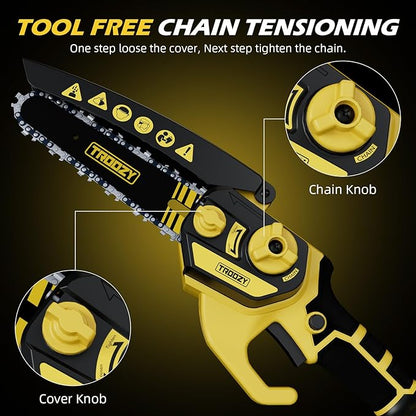 Cordless Pole Saw & Mini Chainsaw 2-in-1, 6-inch Brushless Electric Tree Trimmer,Tree Cutter for Outdoors Pruning & Wood Cutting, Battery Included