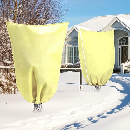 2 Pack Winter Plant Covers Freeze Protection, 47.2" X 70.8" Frost Cloths for Outdoor Plants with Zipper Drawstring, Tree Covers for Winter Cold Weather Plant Covers Bags Shrubs Trees Jacket
