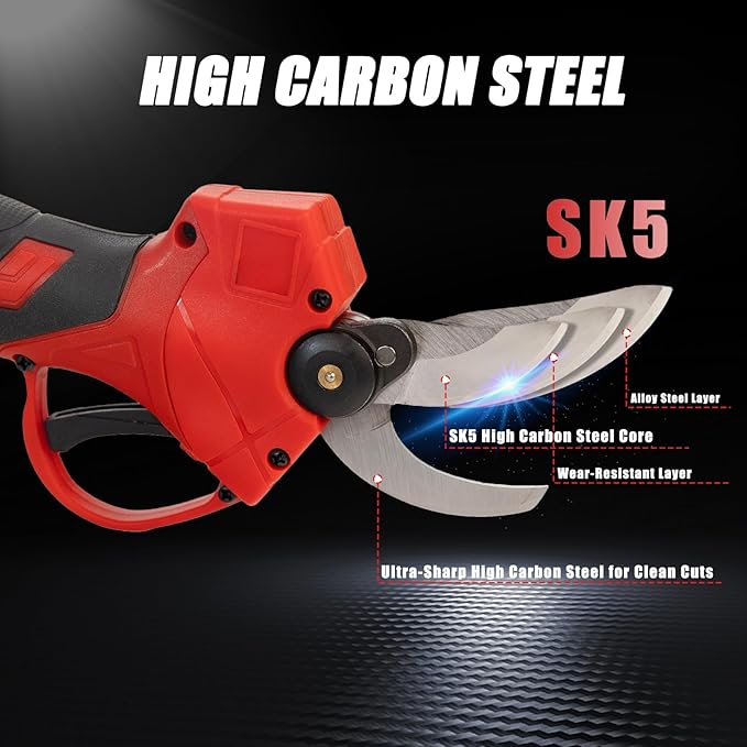 21V Electric Pruning Shears, Tacsaw Upgraded 600W Brushless Electric Pruner with 2×2.0Ah Batteries, 2 Blades, Fast Charger, 1.6" Cutting Diameter, Cordless Pruning Shears for Yards/Outdoors/Farms