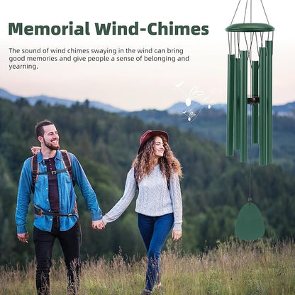 Aluminium Wind Chimes 26 Inches to Create a Zen Atmosphere Suitable for Outdoor, Garden, Patio Decoration. Classic Green Wind Chimes with Wind Catcher Suitable as A Gift for Unisex