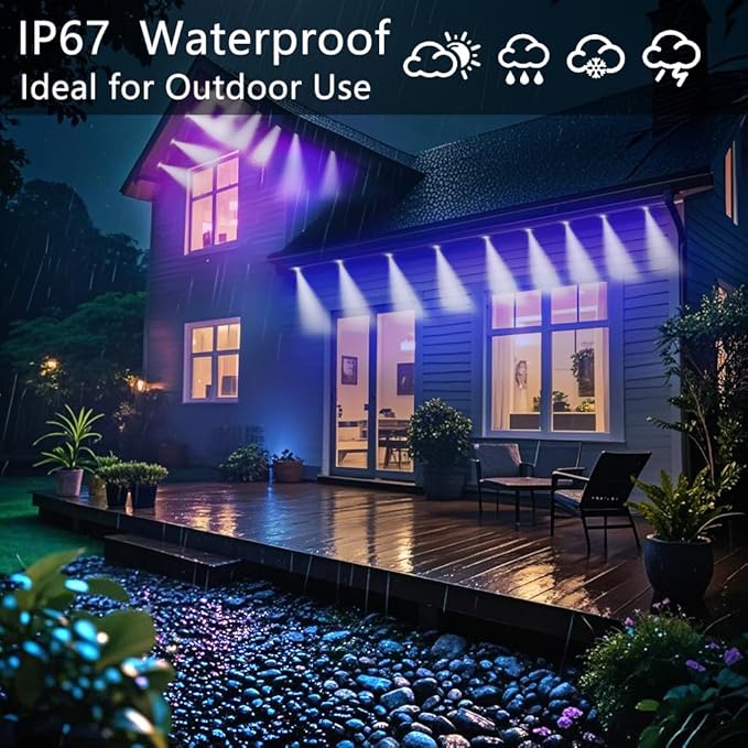 KIKO 100FT Permanent Outdoor Lights,RGB Waterproof Smart LED Eaves Lights with App Remote Control,for Christmas and All Holiday Decor,Daily and Accent Lighting,House Roof and Garden Lighting