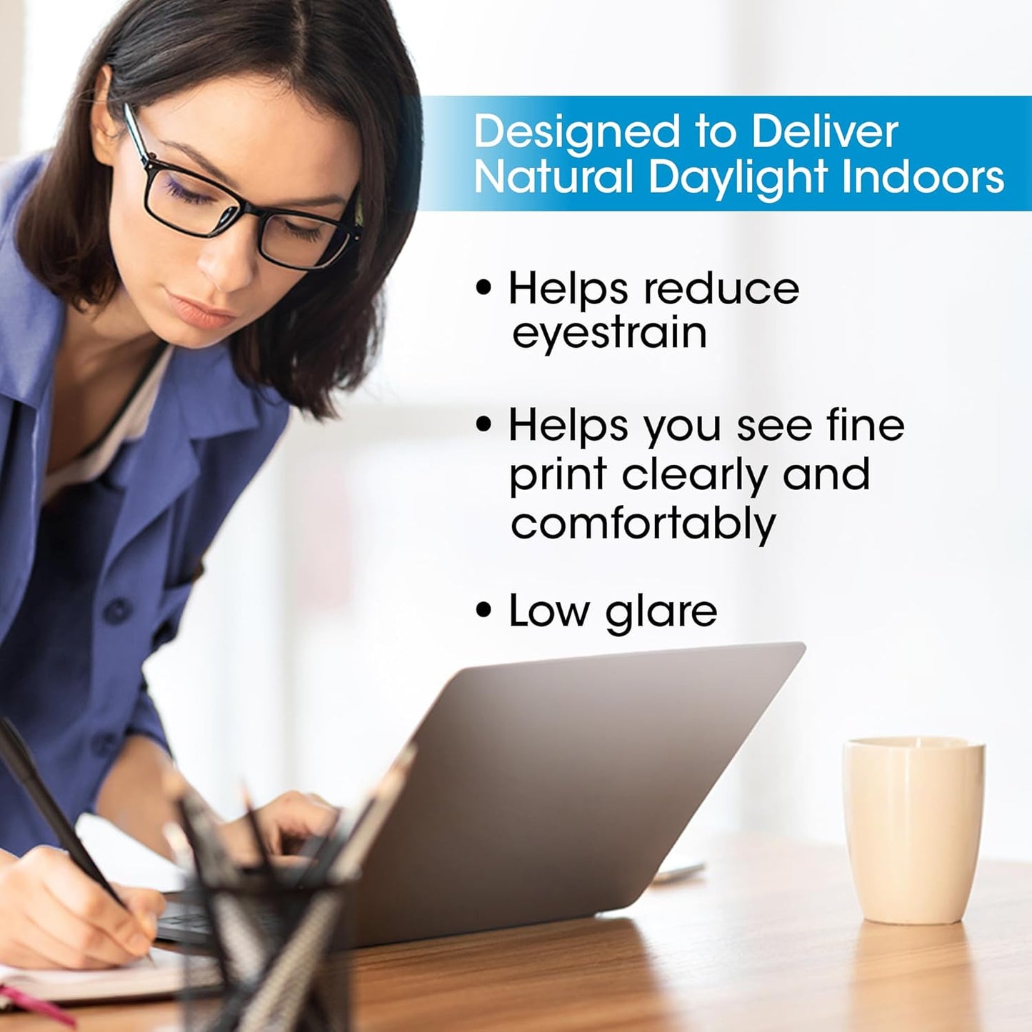 OttLite Standing Floor Lamp with Adjustable Neck, Pivoting Shade Multiuse Daylight Floor Lamp LED Light - 36w Fluorescent Natural Daylight - Modern Home Decor, for Living Room, Reading, Dorm & Office