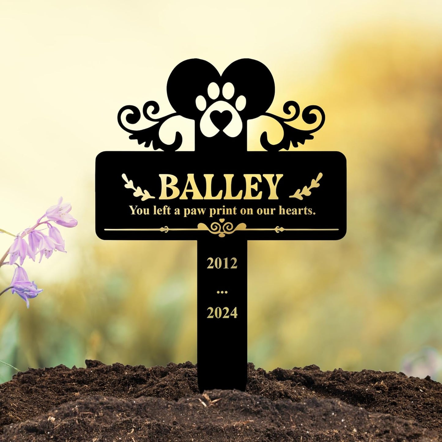 Custom Engraved Cat Grave Marker with Name and Dates | Durable Memorial Stone for Garden or Pet Cemetery | Beautiful Tribute for Cats | Weatherproof and Long-Lasting