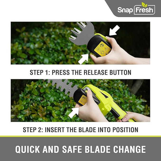 SnapFresh Cordless Grass Shear Bush Trimmer, 2 in 1 Handheld Hedge Trimmer, 7.2V Electric Grass Trimmers, Lightweight Shrubbery Trimmers Battery & Charger Included, Shrub Trimmer for Garden(Green)